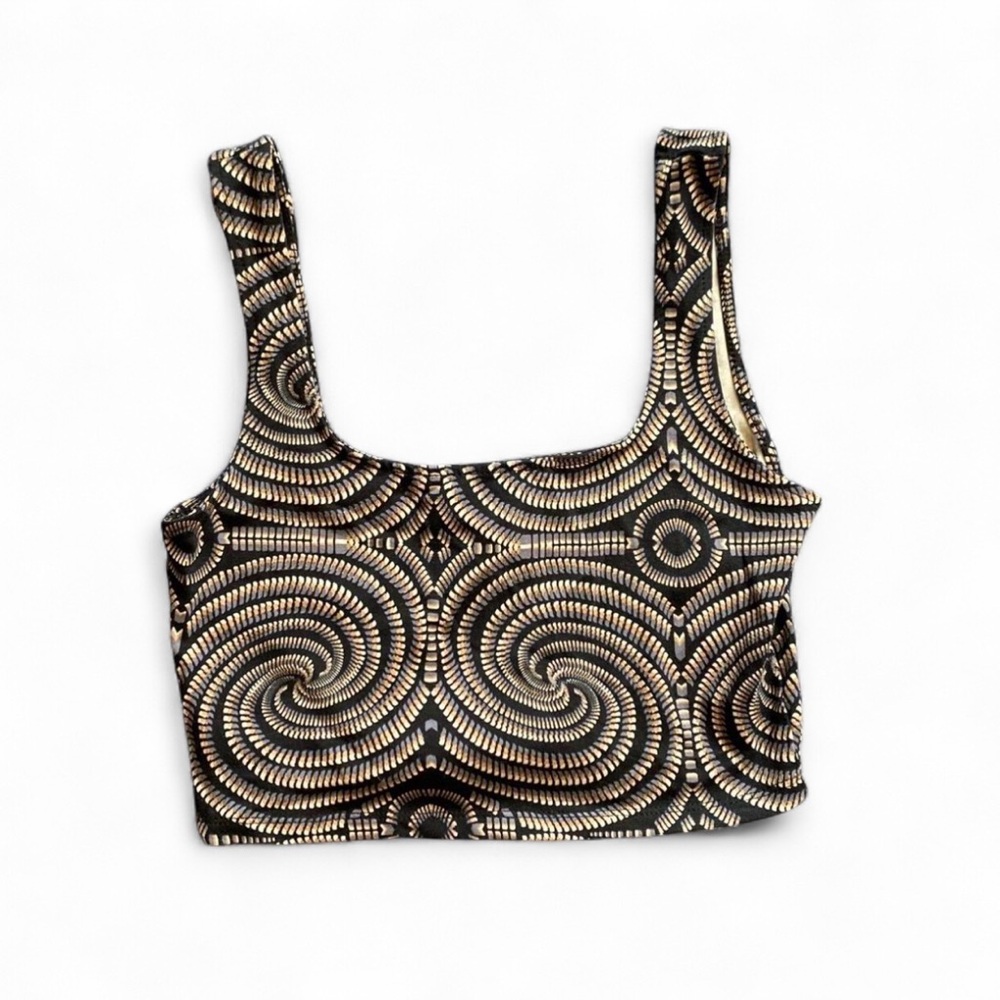 Forever 21 Black and Tan Patterned Crop Top